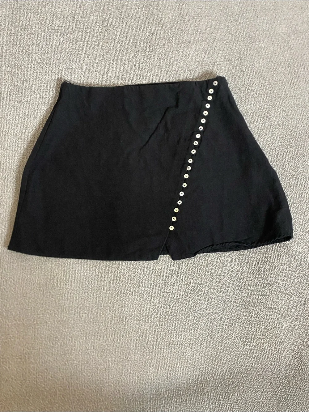 Zara Black Asymmetric Wrap Style Button A-Line Micro Mini Skirt- Casual Everyday - Picture 1 of 6